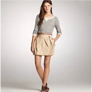 J. Crew Tan Lunette Tulip Pleated Mini Skirt